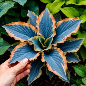 Хоста Океан Вью купить по цене от 960р. в интернет-магазине «Посадика» с доставкой почтой в в Можайске и по всей России – [изображение №1].